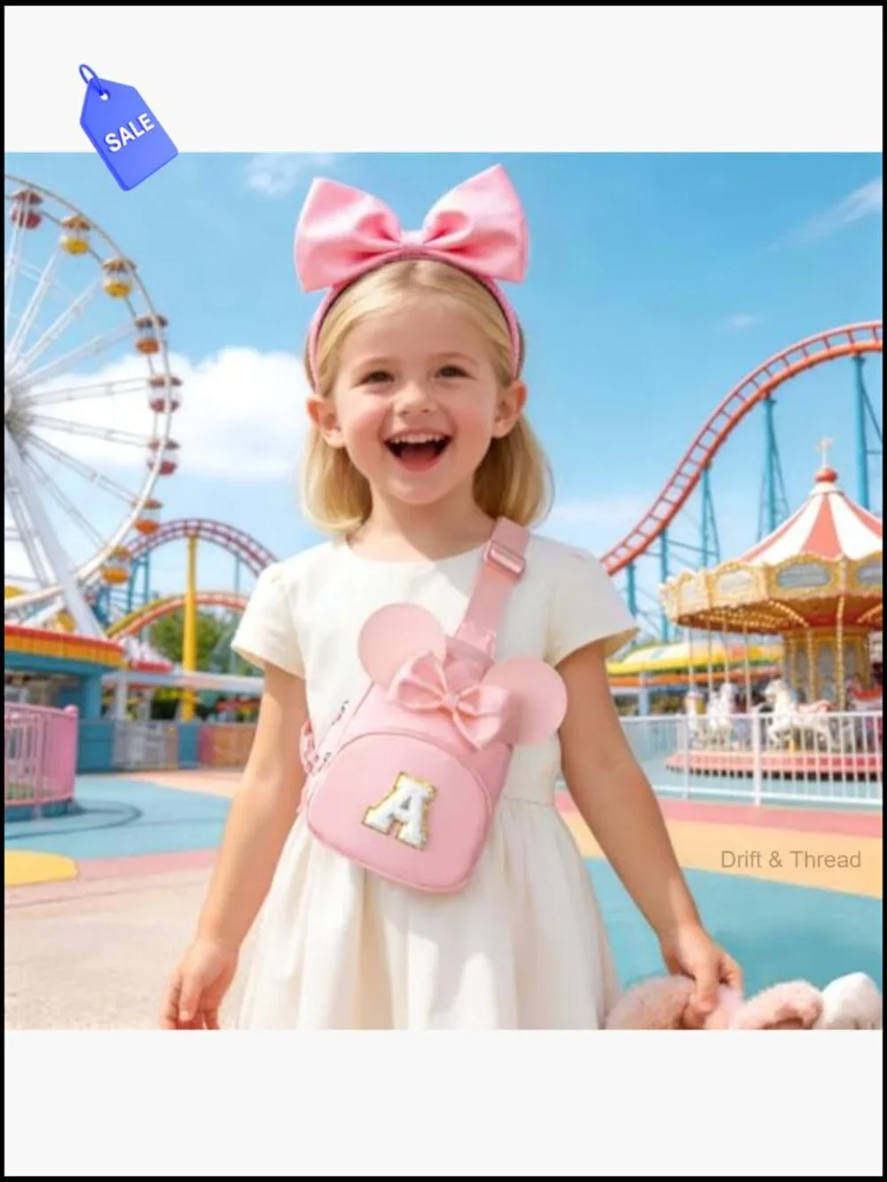 Kids Initial Crossbody Bag Sling Purse Adjustable Strap Zipper Closure